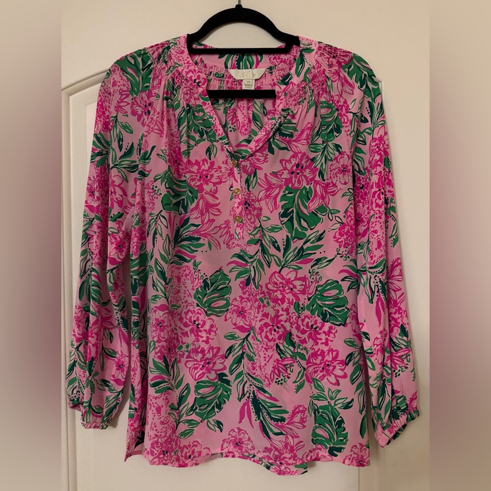 Lilly Pulitzer Elsa Blouse in Conch Shell Pink Koala La La